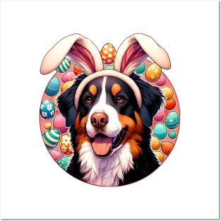 Easter Joy with Entlebucher Mountain Dog in Bunny Ears Posters and Art